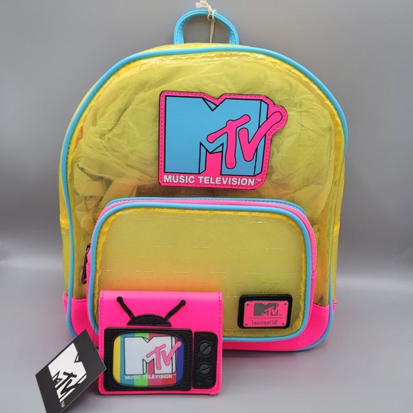 Loungefly Handbags - Loungefly x MTV Clear Debossed Logo Mini Backpack & Bi-Fold Wallet Set